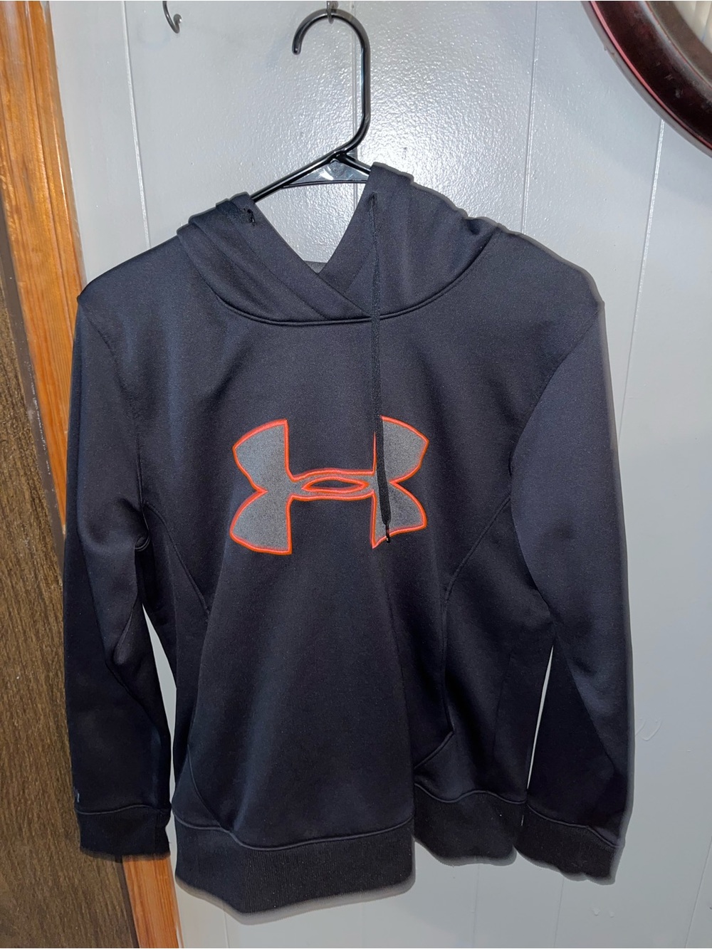 Under Armour Black Hoodie with Orange Logo size Large